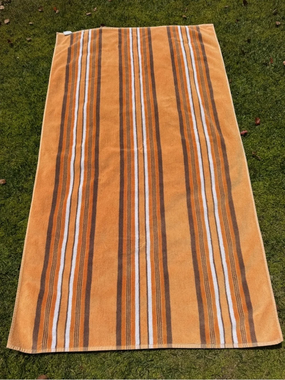 Restoration Hardware Striped Oversized Beach Towel Gold Brown Orange 36x65 GUC